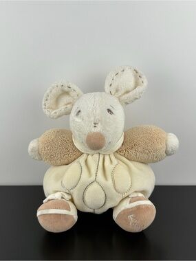 Kaloo France Rare Pure Patapouf Boule Chubby Mouse 8" Beige & White Souris Plush